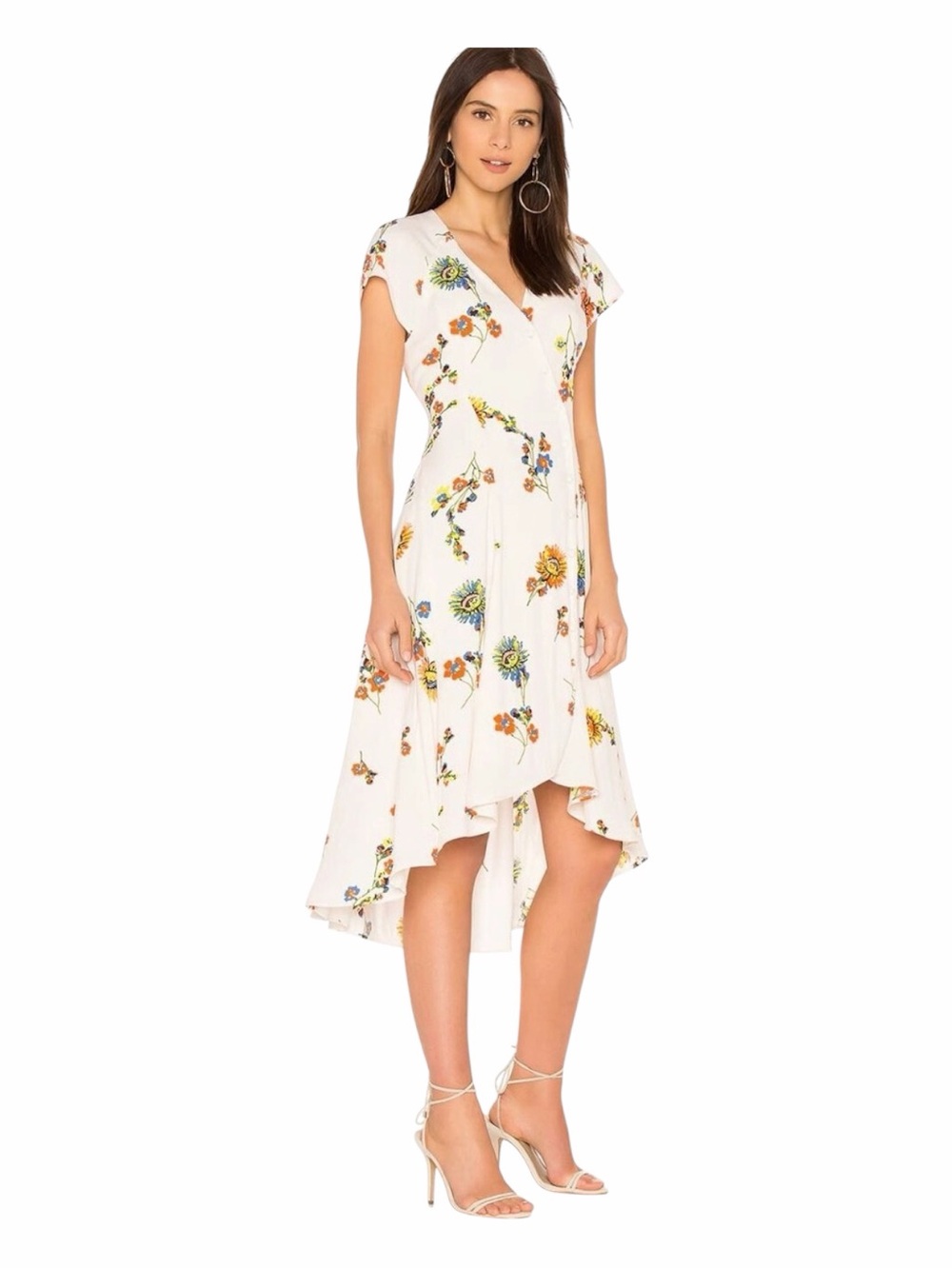 FREE PEOPLE "Lost In You" Floral High-Low Midi Dress. Size Small.